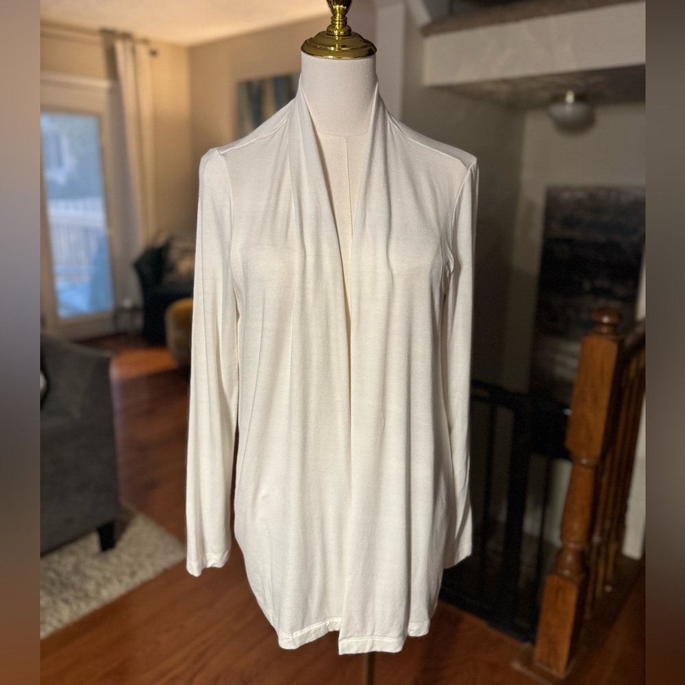 Magaschoni White Rayon Blend Cardigan, S